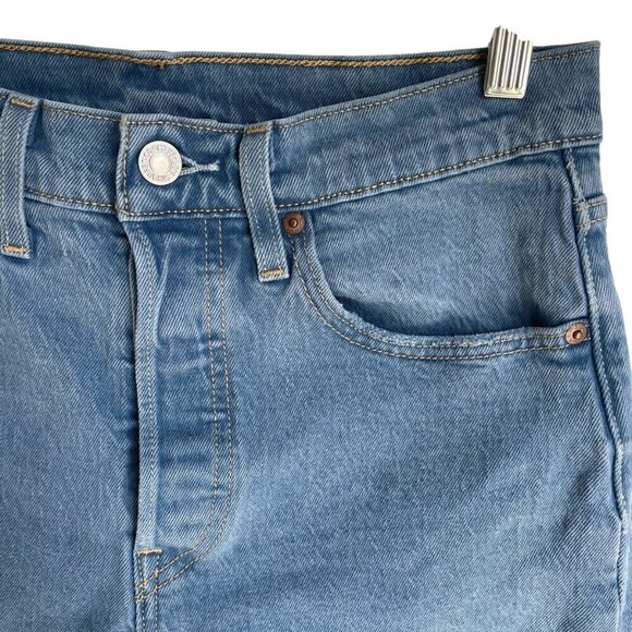 Levis 501 S Jeans Womens 27x28 Button Fly Denim Skinny Filiforme - Blue Color - Picture 6 of 13
